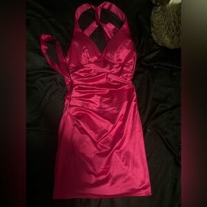 Elegant Pink Halter Dress